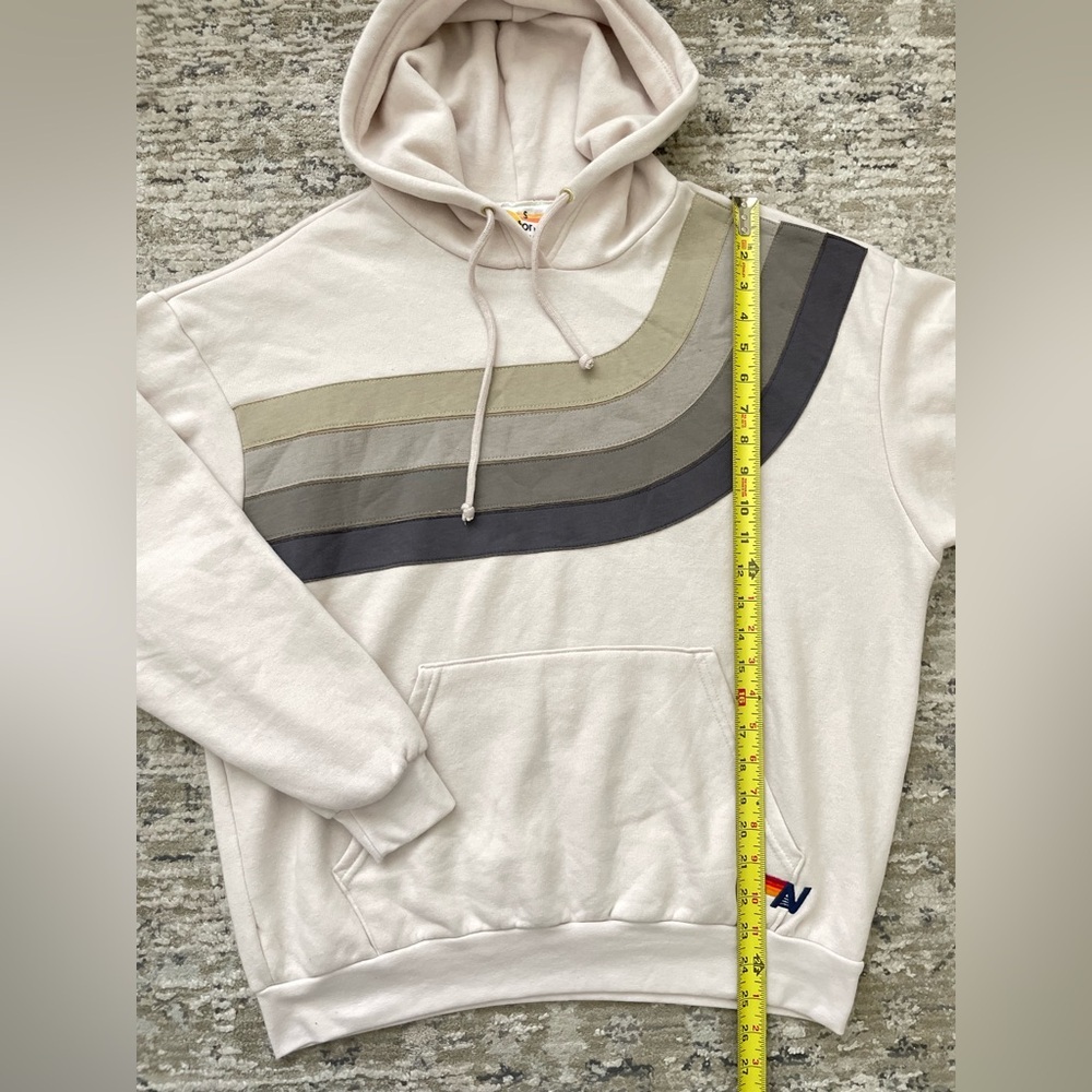 Aviator Nation Wave Stripe 4 Pullover Hoodie Relaxed Unisex S Dove Charcoal - Picture 5 of 10
